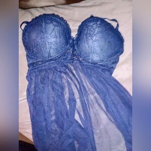 Victoria's Secret Blue Lace Chemise